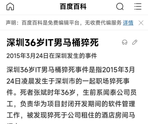 36岁IT男马桶猝死 ，2015年3月24日在深圳发生的事件