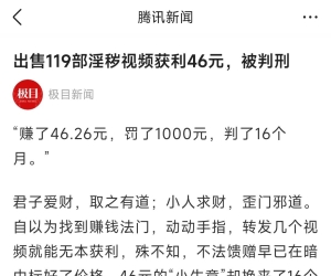 出售119部淫秽视频获利46元，被判刑