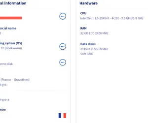 带免税号出OVH IE区法国KS-LE-B 2x480G nvme 32G内存带核显物理机