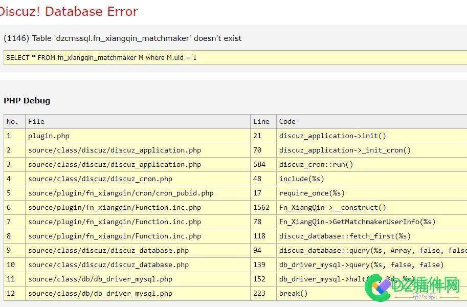 飞鸟相亲插件最新版报错(1146)Table ‘fn.xiangqin_matchmaker’表不存在的解决办法 飞鸟,相亲,插件,最新,新版