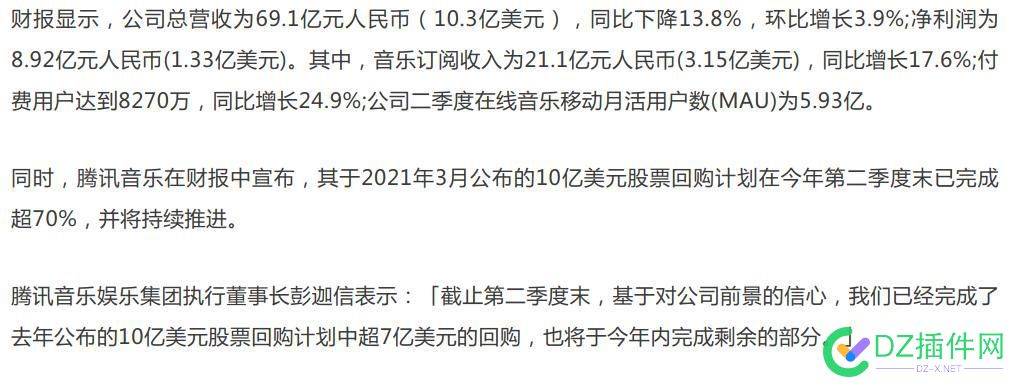 腾讯音乐付费用户达到8270万同比增长24.9% 腾讯,音乐,付费,费用,用户