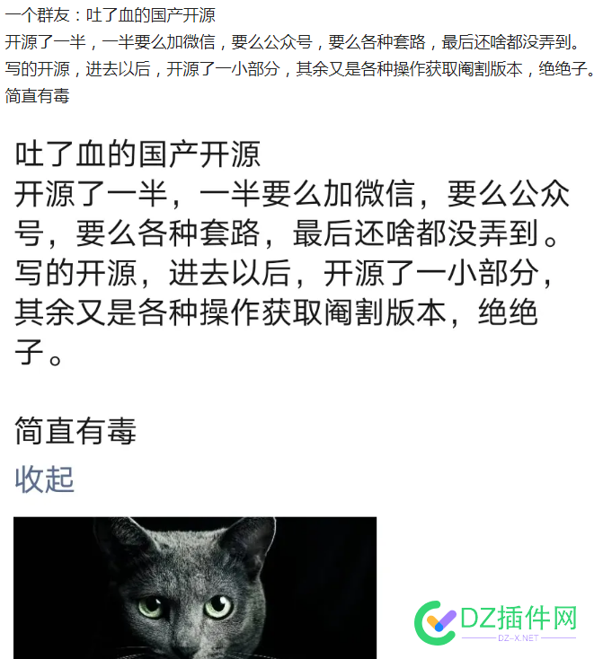 一个群友：吐了血的国产都是假开源！都玩套娃。 一个,国产,都是,开源,套娃