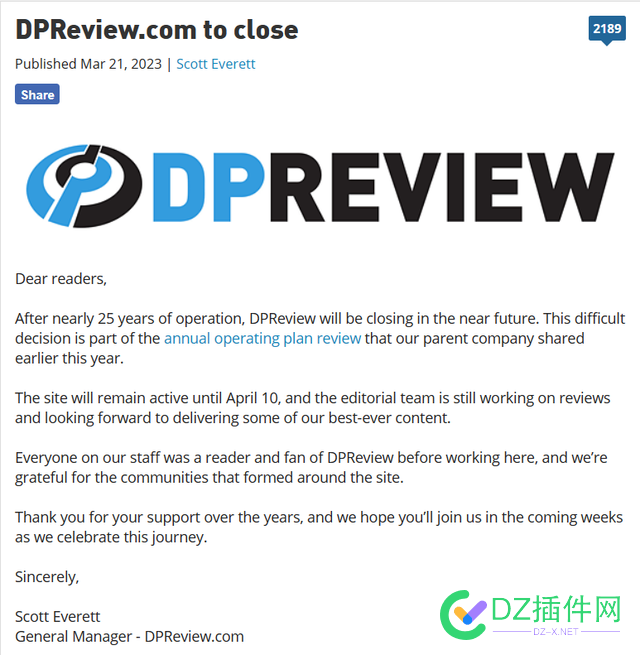 数码相机权威网站 Dpreview 宣布 4 月 10 日关停 数码,数码相机,相机,权威,网站