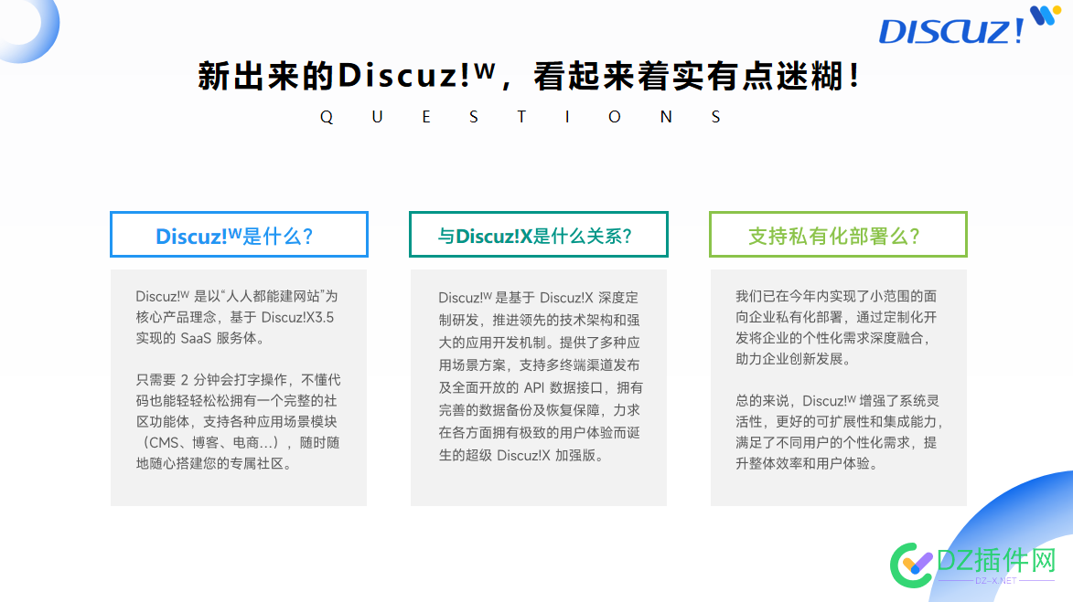 Discuz!w是什么?与Discuz!X是什么关系? Discuz!X3.5后续怎么升级到SAAS版Discuz!ᵂ权威解答 是什么,什么,关系,后续,怎么