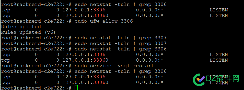 我的mysql 3306 死活打不开吗？ 防火墙,3306,cnf,52541,ssh