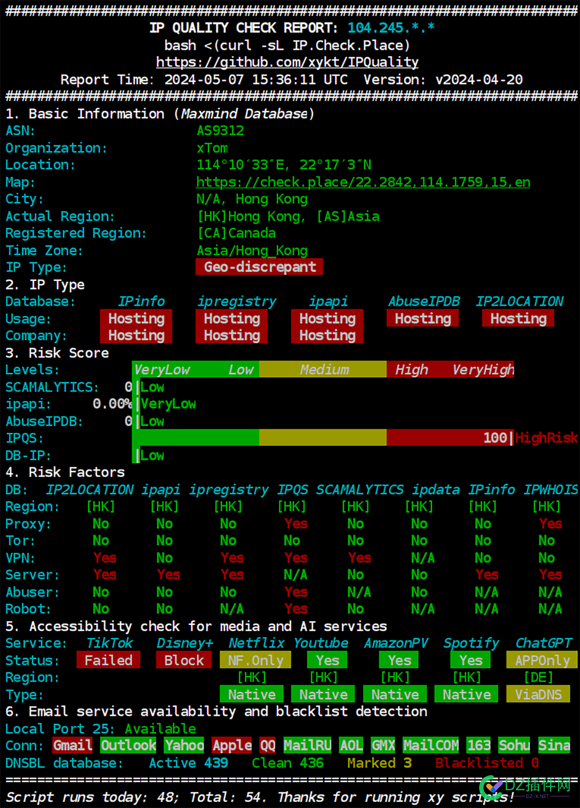 【原创首发】IP质量体检脚本# bash  IP质量体检脚本,IP检测脚本,IPv4,IPv6,流媒体解锁