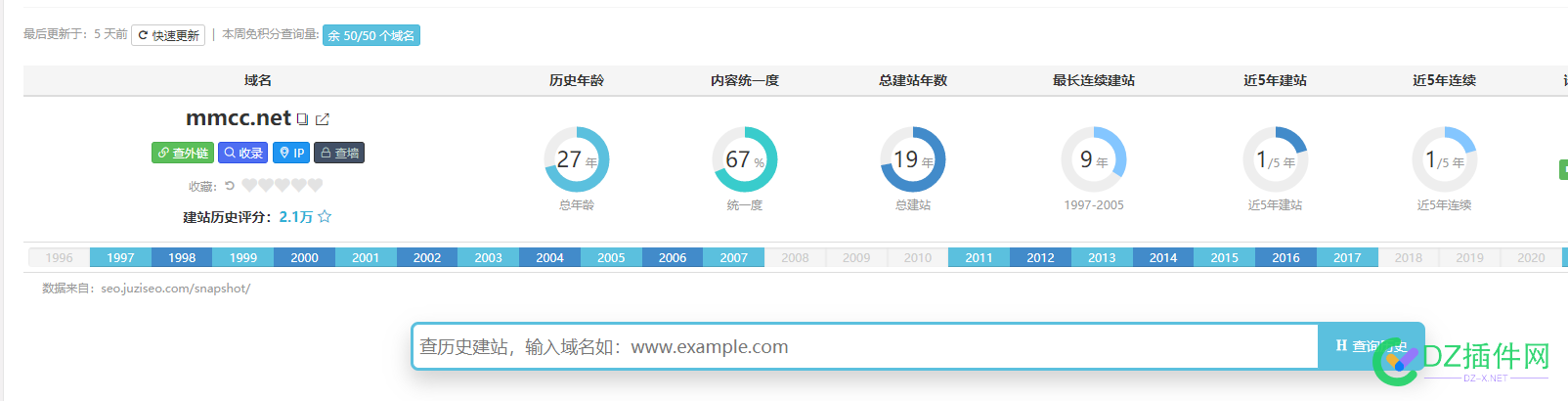 桔子建站历史2.1万分  aabb域名180值吗 域名,桔子,net,mmcc