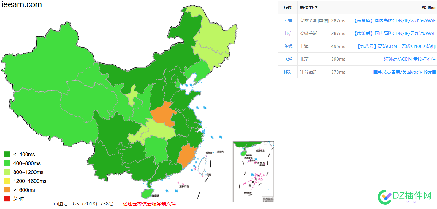 阿里云（上海）测速，貌似河南和福建不理想 河南,77252,阿里云,上海,福建