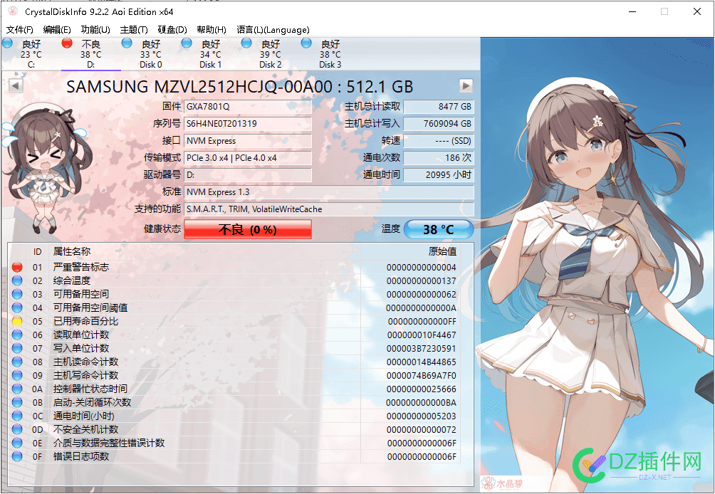有个固态被我写了7000多TB.....还没挂..... 固态7000mb,固态 chia,固态8000小时