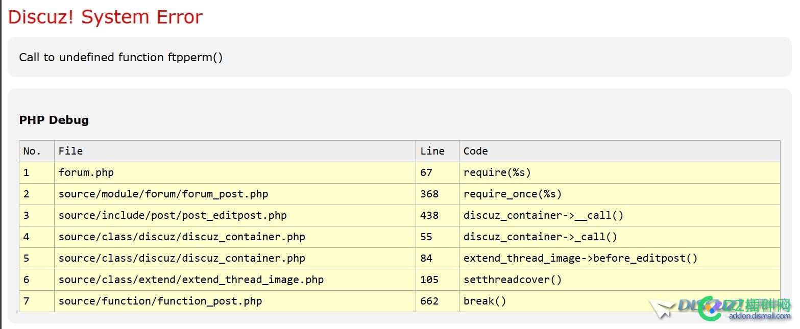 有图片附件的帖子发表后，页面出现Call to undefined function ftpperm()错误提示
New
 帖子,发表,有图片,附件,出现