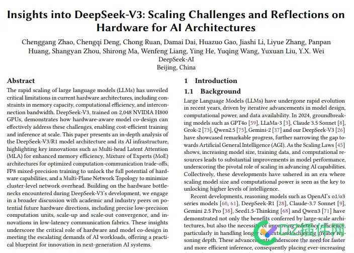 DeepSeek-V3 发布新论文，揭示低成本大模型训练的奥秘 deepwide模型,deepar模型,deeplabv3模型,deepsort模型,deepfm模型
