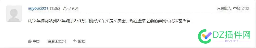 社区里有人靠做网站5年挣了270万实现财富自由，简直是站长界的天花板，现在不做网站了靠270万的理财收益就可以生活的很好 270万,网站,理财,区里,站了