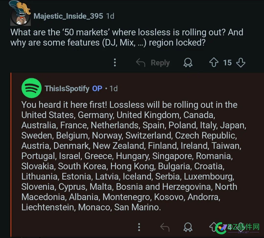 Spotify最新公告：菲律宾区、印度区、土耳其等区不会获得无损音质功能。 Spotify,无损,音质,国家,区域