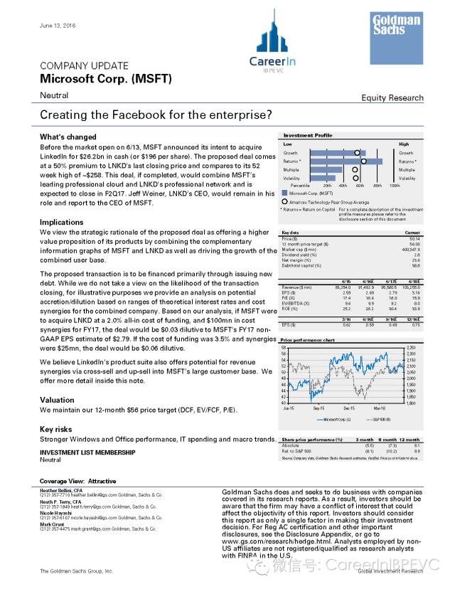 投行视角  高盛详解微软-领英并购案6440 作者: 来源: 发布时间:2024-8-23 15:03